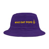Purple 'Who Dat Pope' Bucket Hat, Fun Fashion Hat, Summer Accessory, Great for Festivals, Parties, and Sports Events