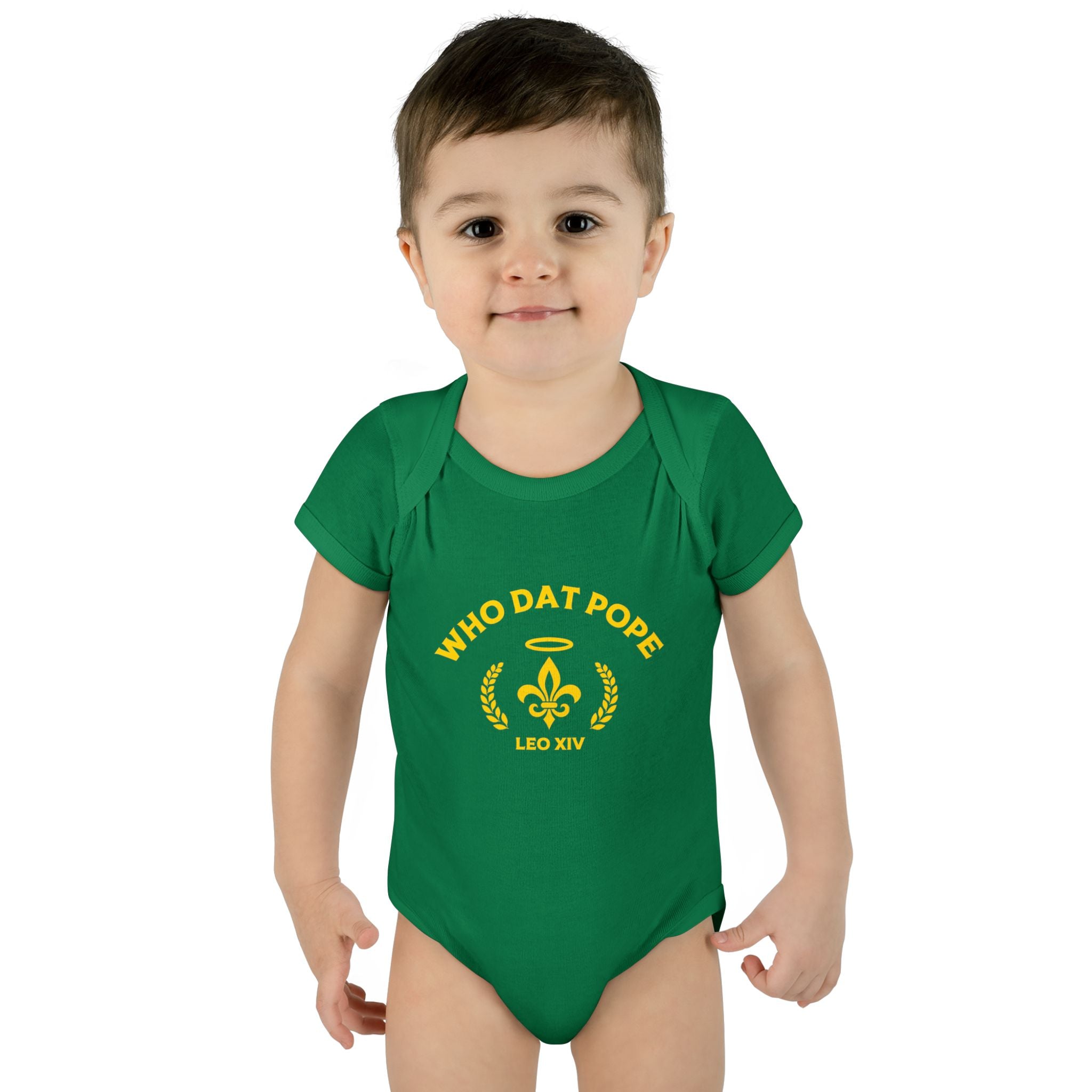 Infant Baby Rib Bodysuit with 'Who Dat Pope' Design, Cute Baby Outfit, Funny Baby Clothes, Newborn Gift, Baptism Outfit, Seasonal [...]