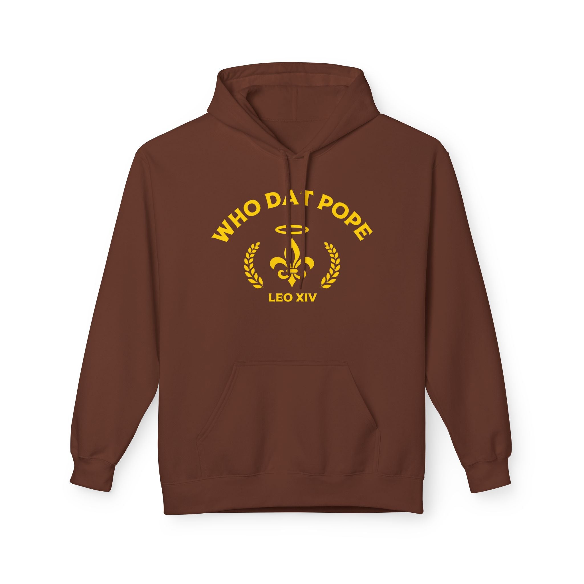 Who Dat Pope Hoodie | Unisex Brown Fleece Sweatshirt | Perfect Gift for Pope & Saints Fans