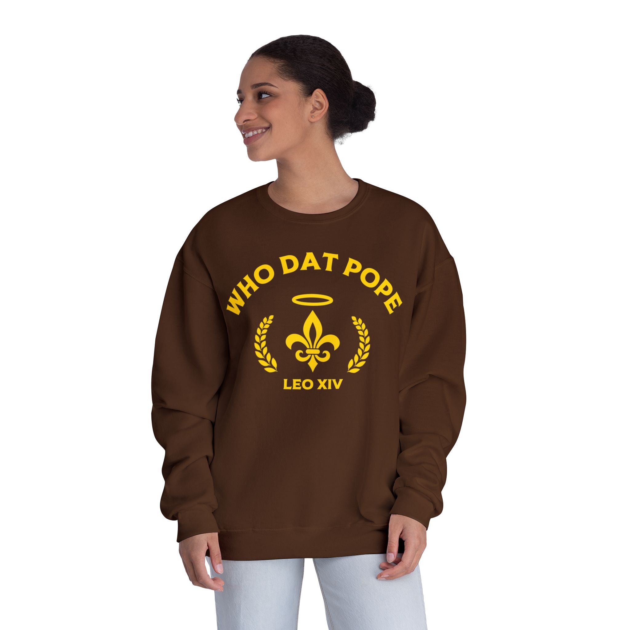 Who Dat Pope Crewneck Sweatshirt, Unisex Sweatshirt, Fun Graphic Sweatshirt, Unique Gift, Casual Wear, Comfortable Fashion