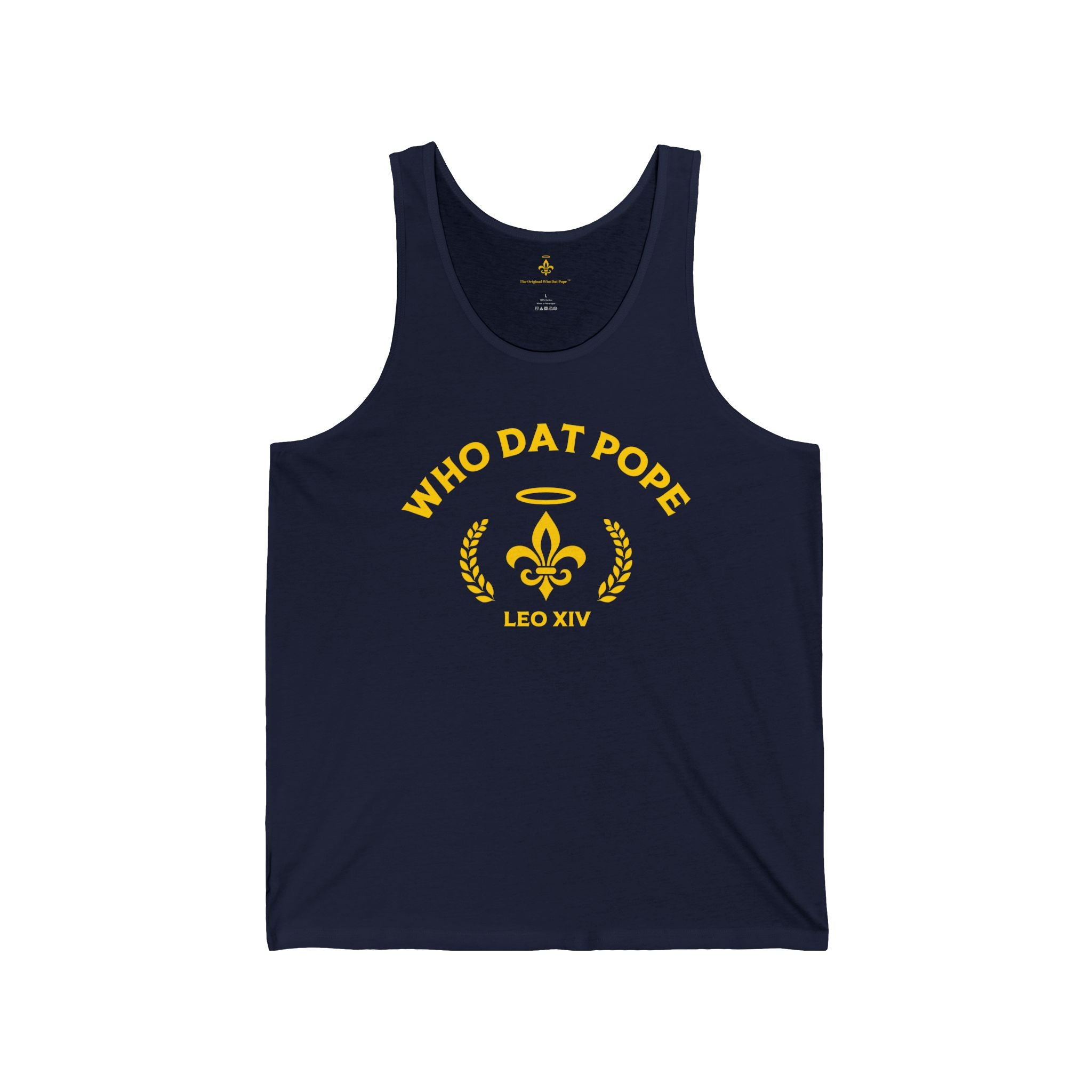 Stylish Unisex Jersey Tank - 'Who Dat Pope' Graphic Tee for Festivals, Beach Days, Gifts, Casual Wear, Summer Events