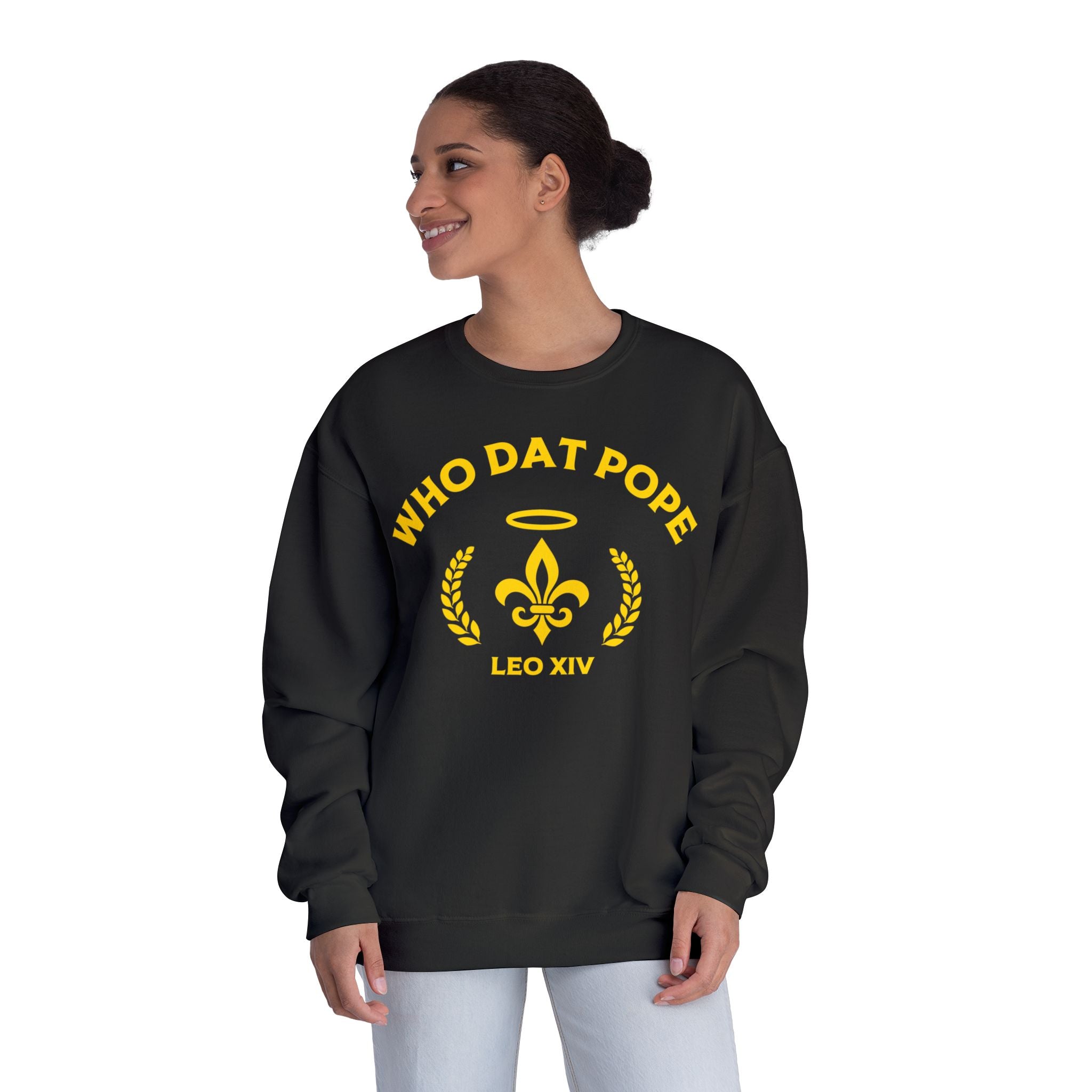 Who Dat Pope Crewneck Sweatshirt, Unisex Sweatshirt, Fun Graphic Sweatshirt, Unique Gift, Casual Wear, Comfortable Fashion