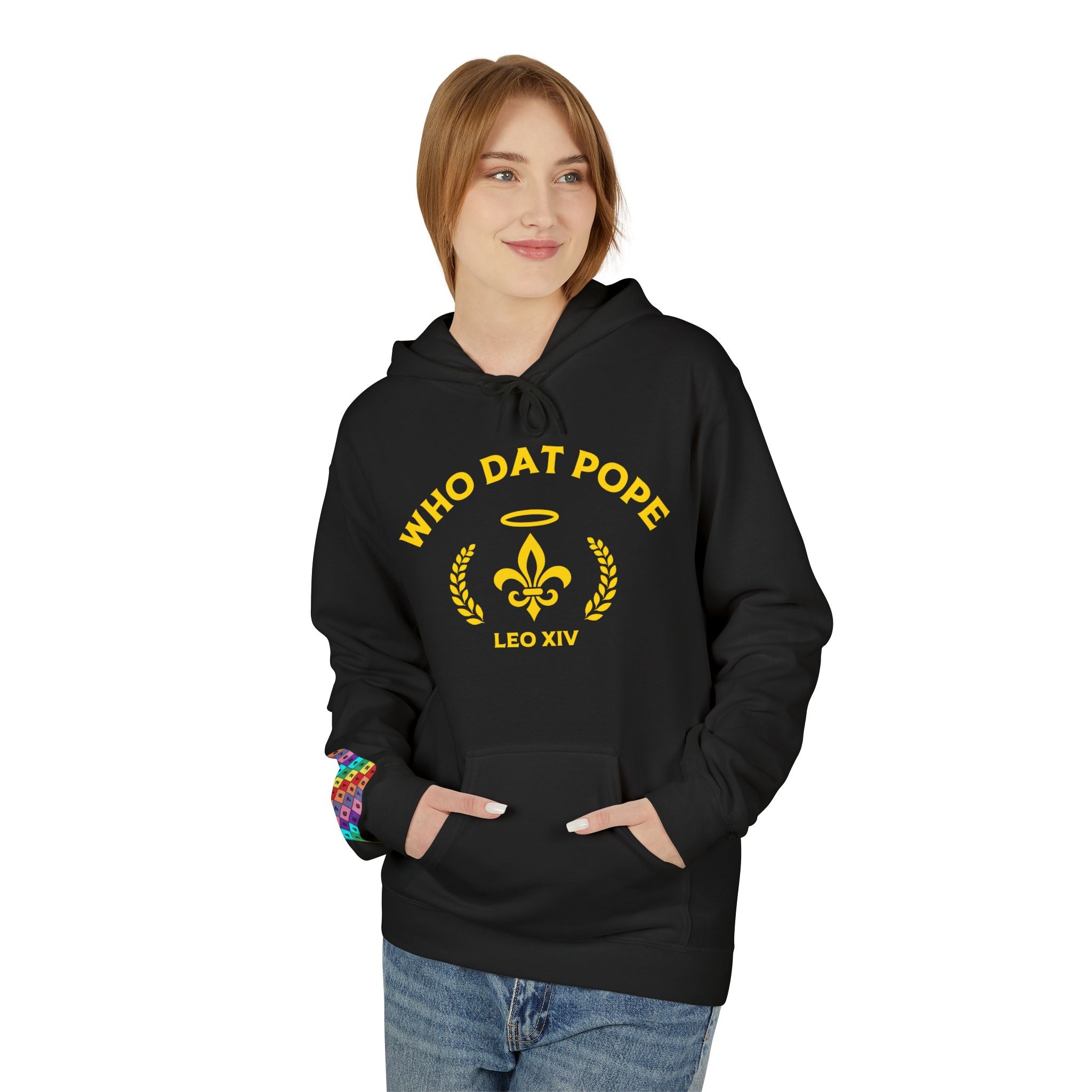 Who Dat Pope Hoodie | Unisex Brown Fleece Sweatshirt | Perfect Gift for Pope & Saints Fans