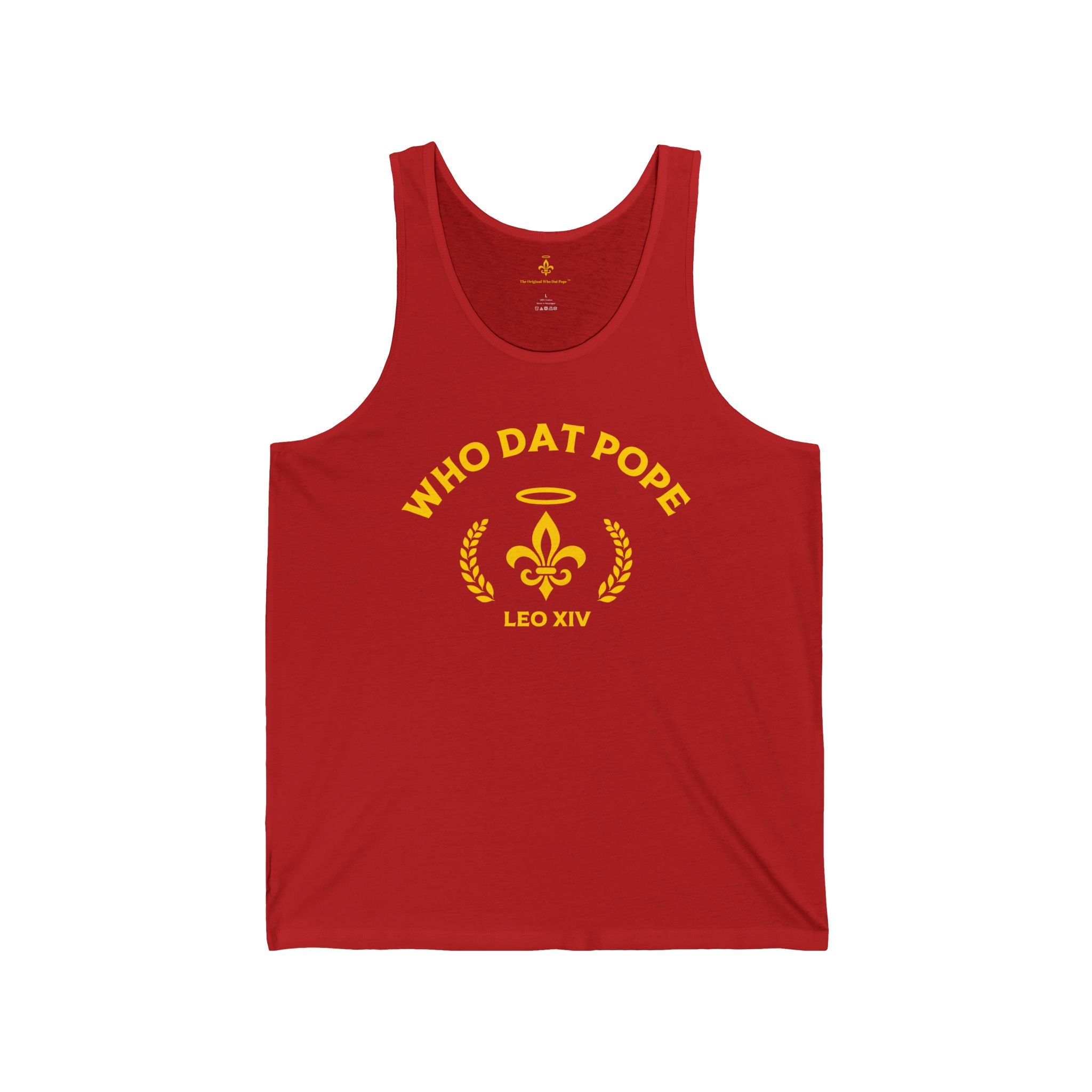 Stylish Unisex Jersey Tank - 'Who Dat Pope' Graphic Tee for Festivals, Beach Days, Gifts, Casual Wear, Summer Events