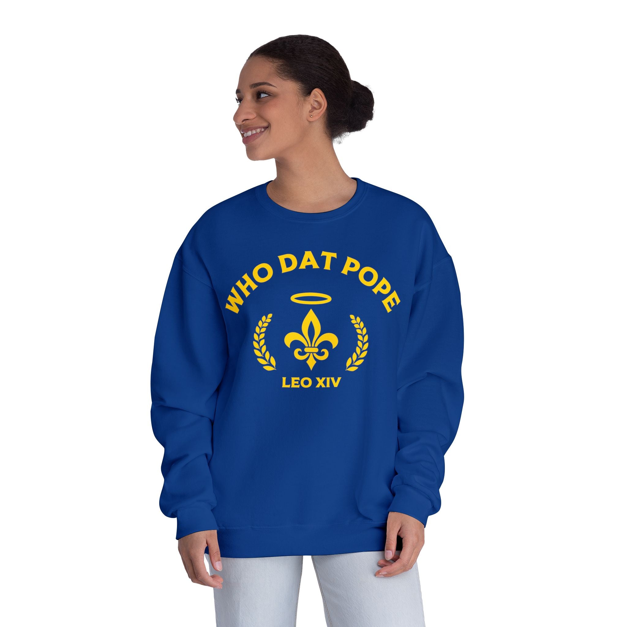 Who Dat Pope Crewneck Sweatshirt, Unisex Sweatshirt, Fun Graphic Sweatshirt, Unique Gift, Casual Wear, Comfortable Fashion