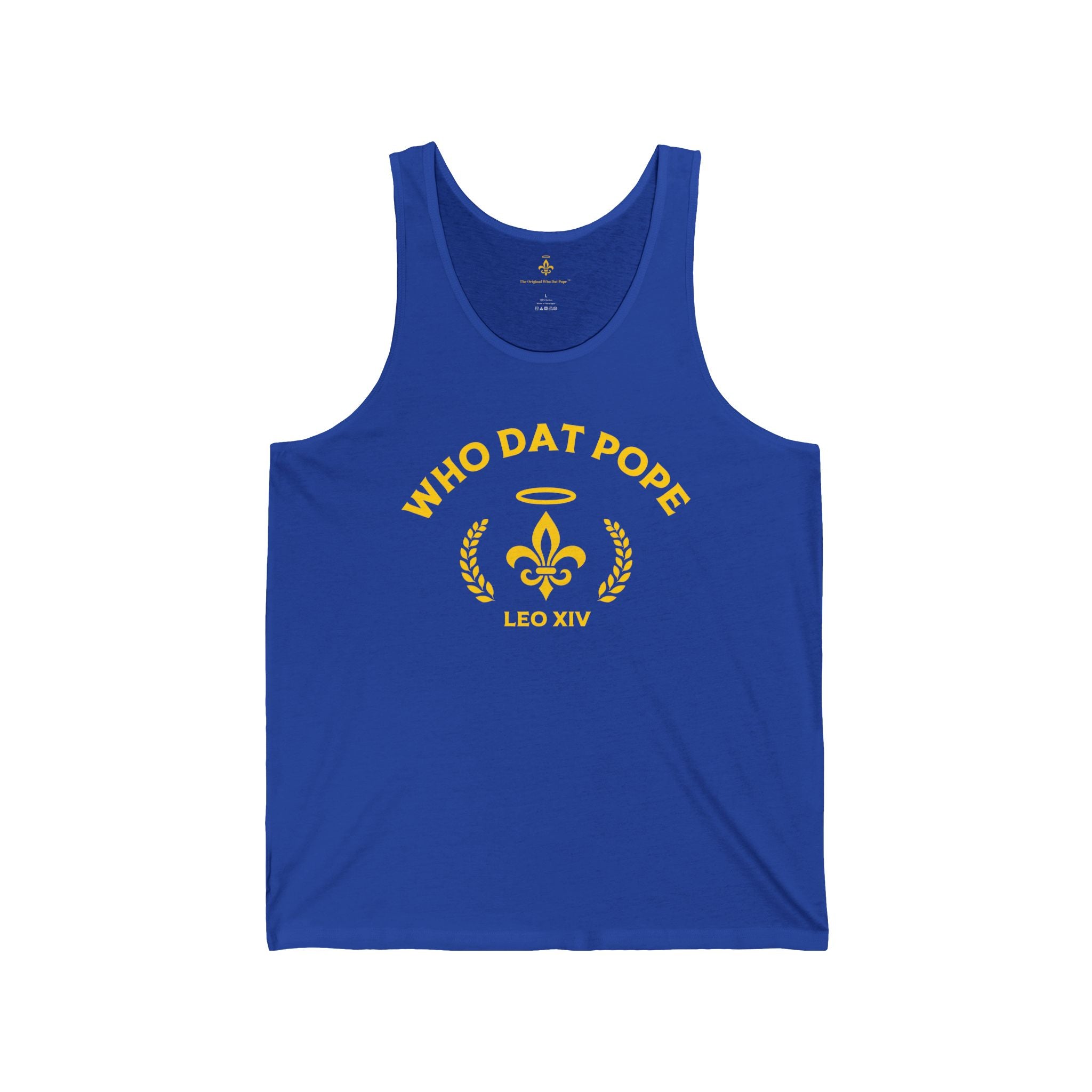 Stylish Unisex Jersey Tank - 'Who Dat Pope' Graphic Tee for Festivals, Beach Days, Gifts, Casual Wear, Summer Events