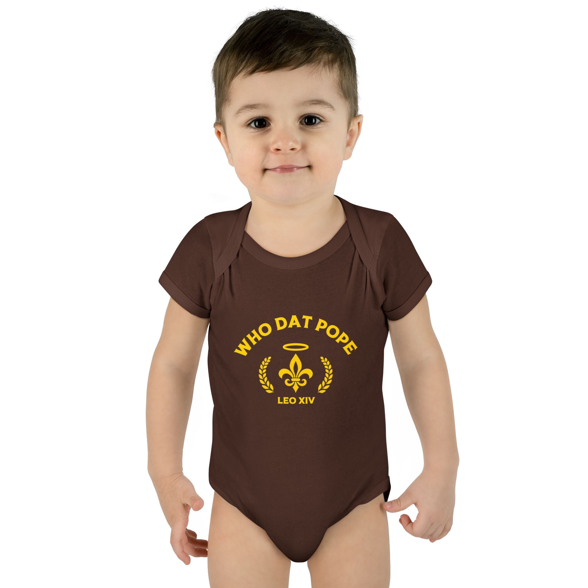 Infant Baby Rib Bodysuit with 'Who Dat Pope' Design, Cute Baby Outfit, Funny Baby Clothes, Newborn Gift, Baptism Outfit, Seasonal [...]