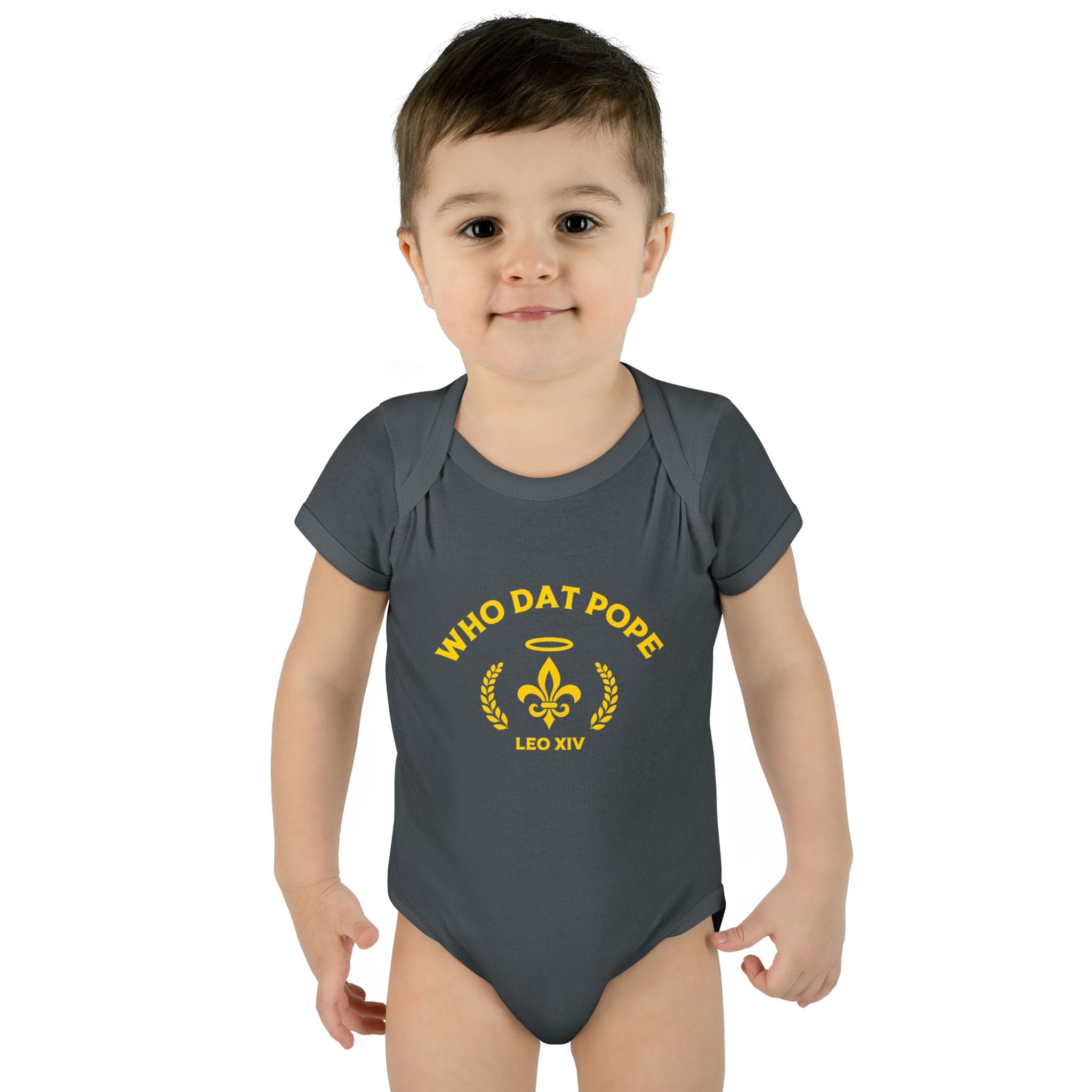 Infant Baby Rib Bodysuit with 'Who Dat Pope' Design, Cute Baby Outfit, Funny Baby Clothes, Newborn Gift, Baptism Outfit, Seasonal [...]