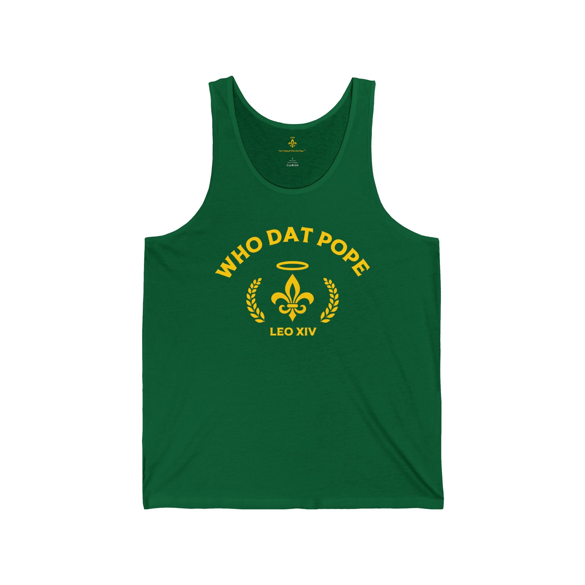 Stylish Unisex Jersey Tank - 'Who Dat Pope' Graphic Tee for Festivals, Beach Days, Gifts, Casual Wear, Summer Events