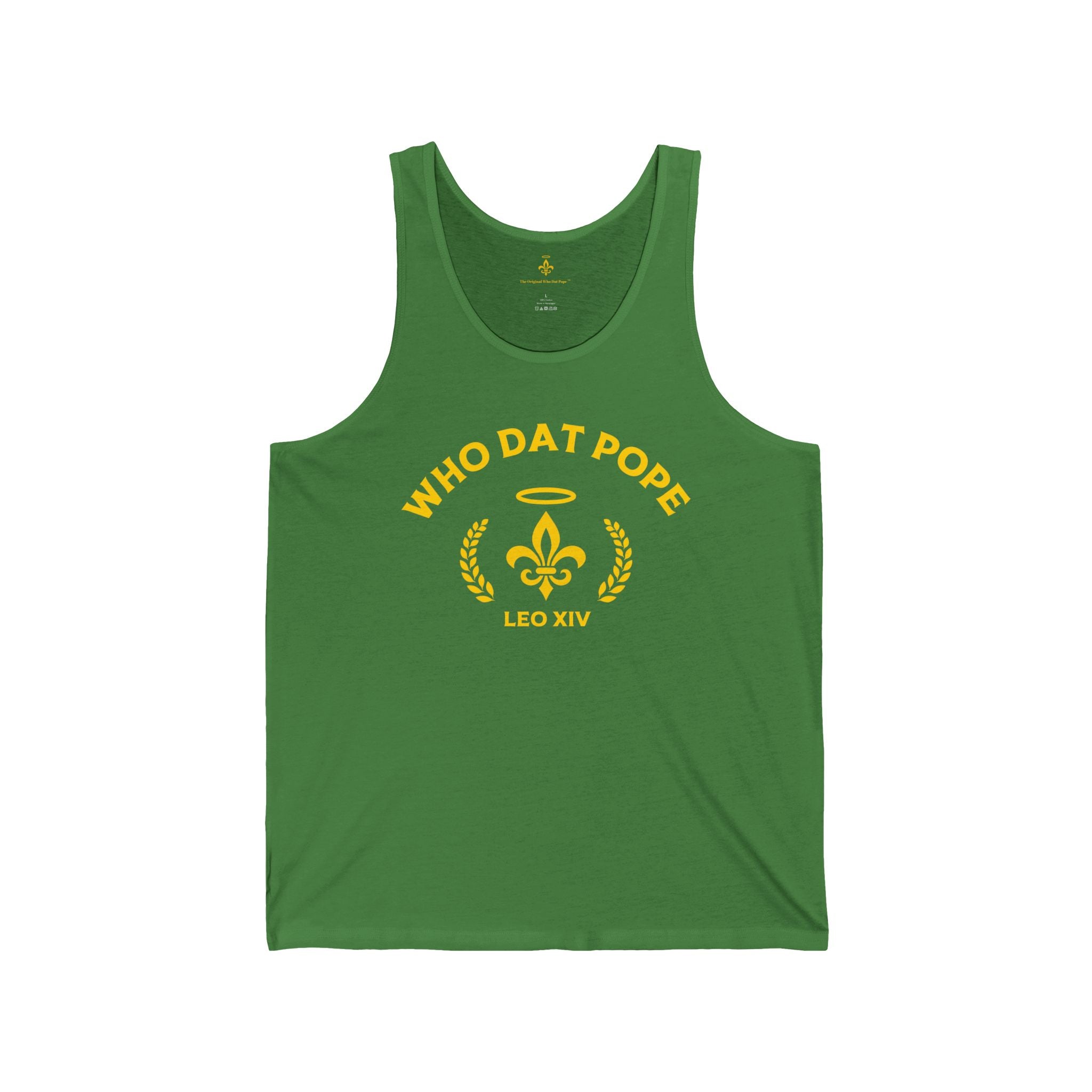 Stylish Unisex Jersey Tank - 'Who Dat Pope' Graphic Tee for Festivals, Beach Days, Gifts, Casual Wear, Summer Events