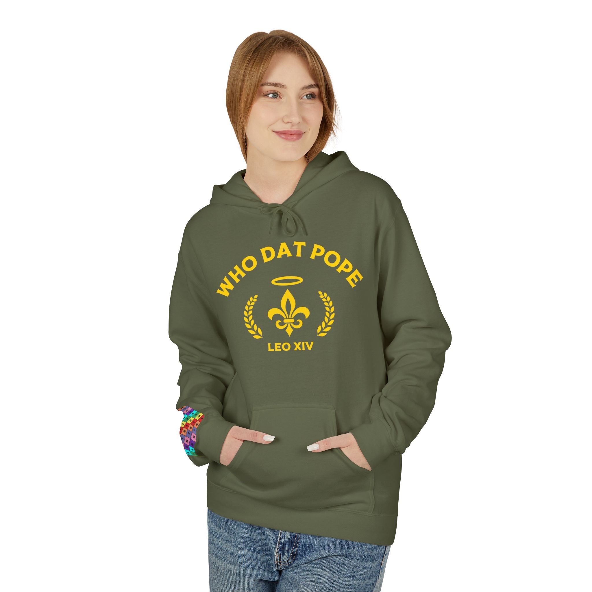 Who Dat Pope Hoodie | Unisex Brown Fleece Sweatshirt | Perfect Gift for Pope & Saints Fans