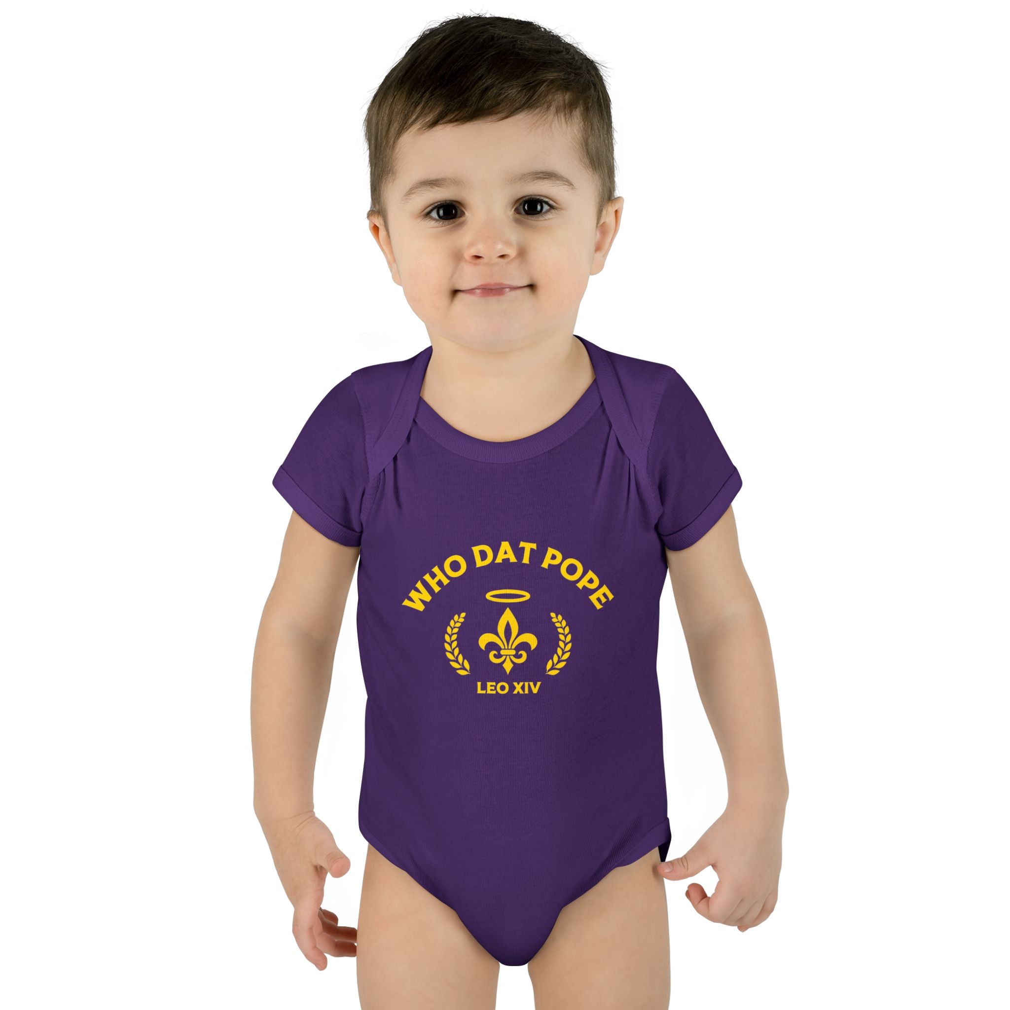 Infant Baby Rib Bodysuit with 'Who Dat Pope' Design, Cute Baby Outfit, Funny Baby Clothes, Newborn Gift, Baptism Outfit, Seasonal [...]