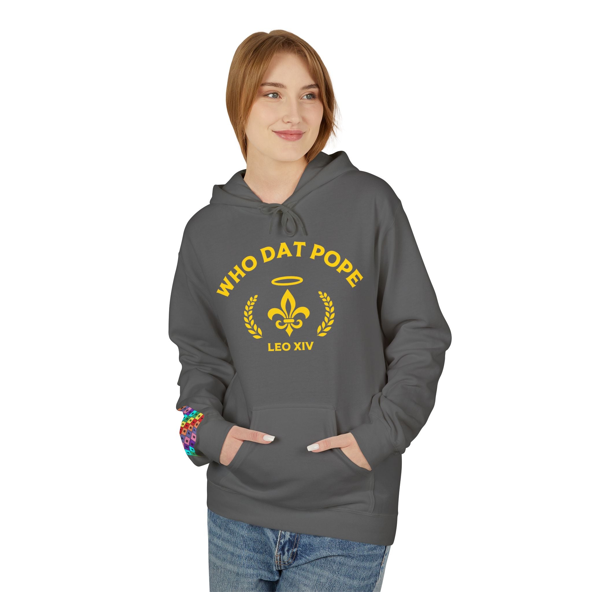 Who Dat Pope Hoodie | Unisex Brown Fleece Sweatshirt | Perfect Gift for Pope & Saints Fans