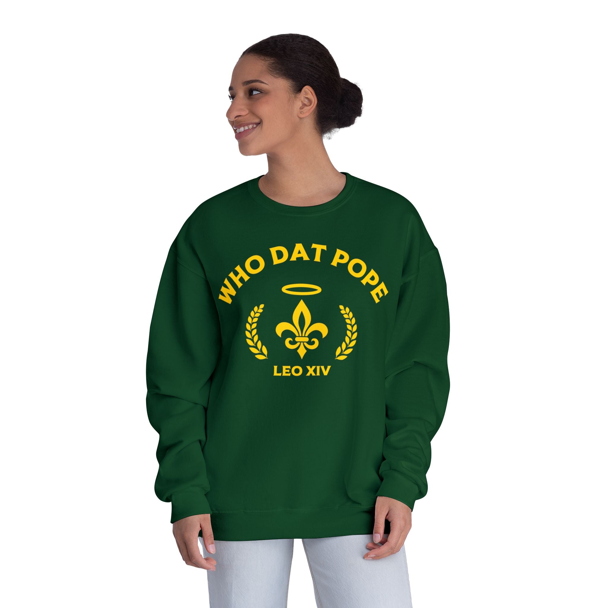 Who Dat Pope Crewneck Sweatshirt, Unisex Sweatshirt, Fun Graphic Sweatshirt, Unique Gift, Casual Wear, Comfortable Fashion