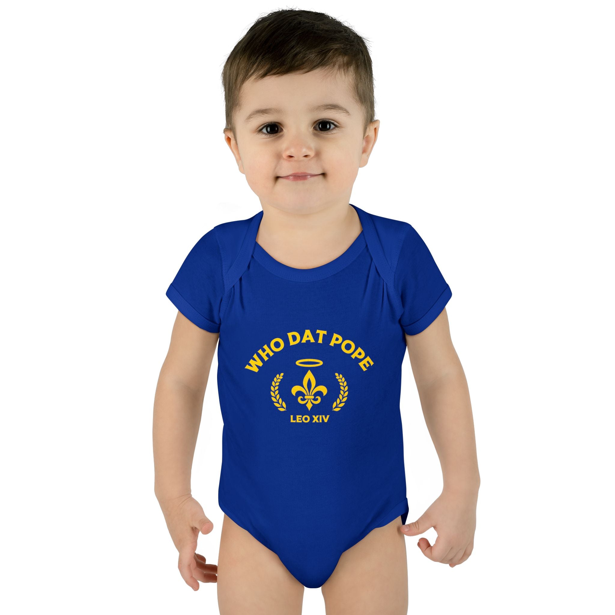 Infant Baby Rib Bodysuit with 'Who Dat Pope' Design, Cute Baby Outfit, Funny Baby Clothes, Newborn Gift, Baptism Outfit, Seasonal [...]