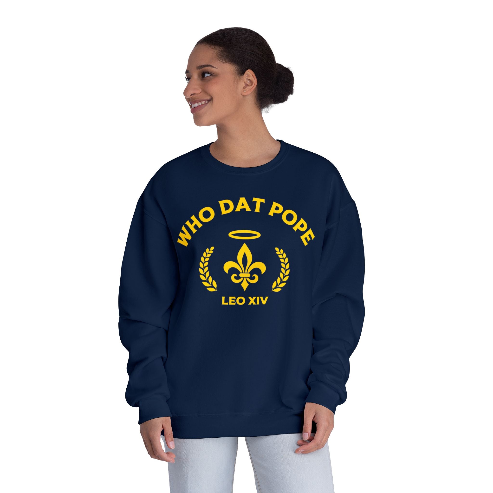 Who Dat Pope Crewneck Sweatshirt, Unisex Sweatshirt, Fun Graphic Sweatshirt, Unique Gift, Casual Wear, Comfortable Fashion