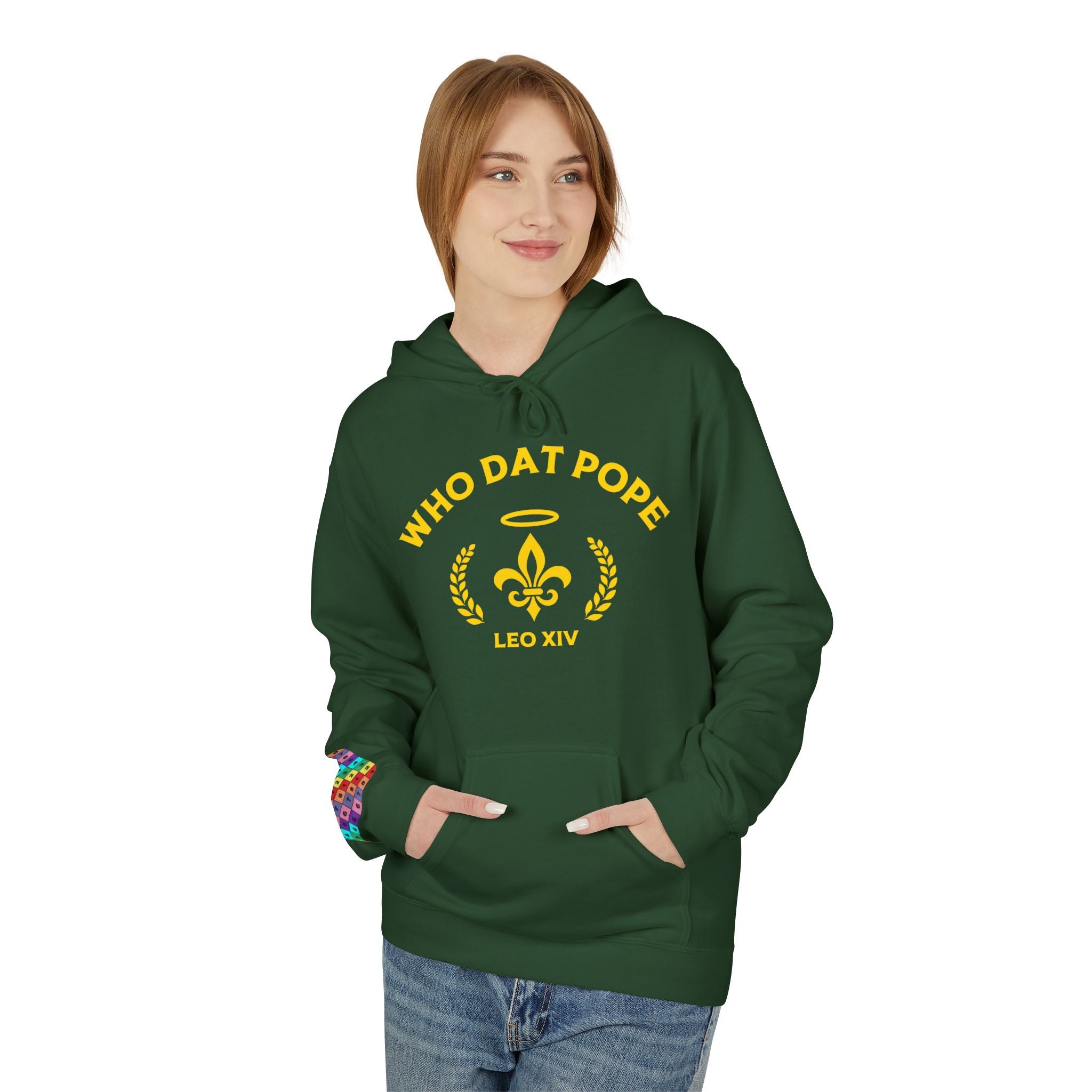 Who Dat Pope Hoodie | Unisex Brown Fleece Sweatshirt | Perfect Gift for Pope & Saints Fans